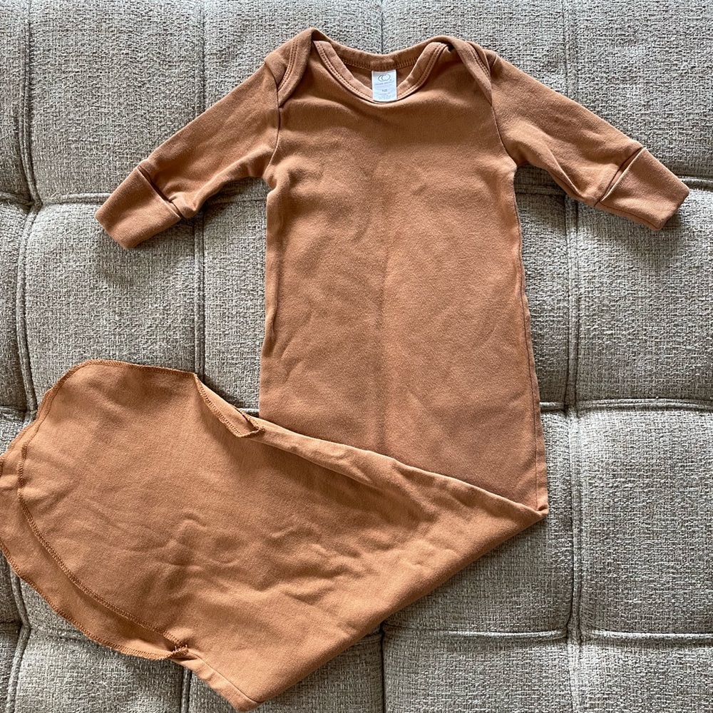 Colored Organics ginger/burnt orange newborn gown/sleeper